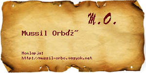 Mussil Orbó névjegykártya